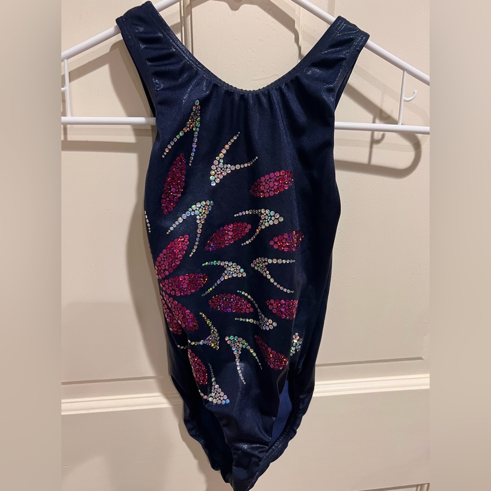 Snowflake Girls Navy Pink Silver Sparkle Shimmer Gymnastics Dance CHILD LRG